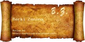 Berki Zenina névjegykártya